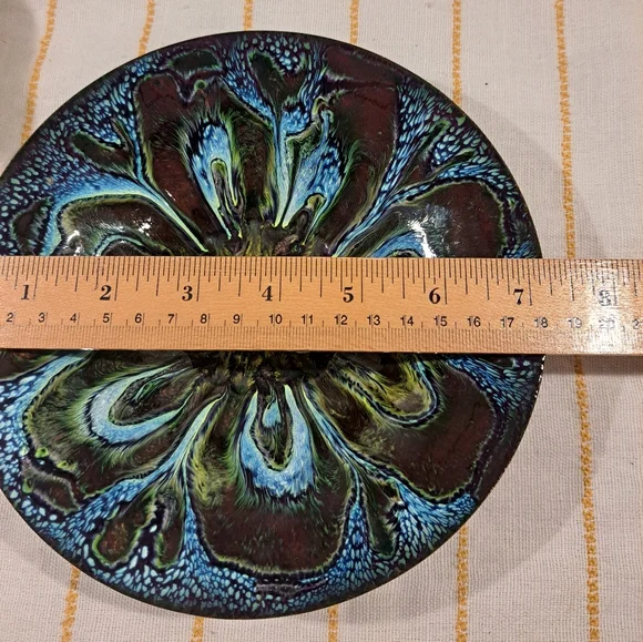 VIRGINIA PORTER Enamel on Copper 7.25" Mid-Century Modern Bowl. Beautiful - Picture 4 of 6